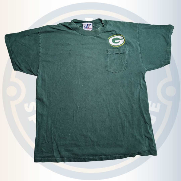 Green Bay Packers Pocket Embroidered NFL Large T-Shirt - Maxi's Sports Vintage